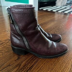 Frye Women’s Burgundy Leather Boots with zip sides